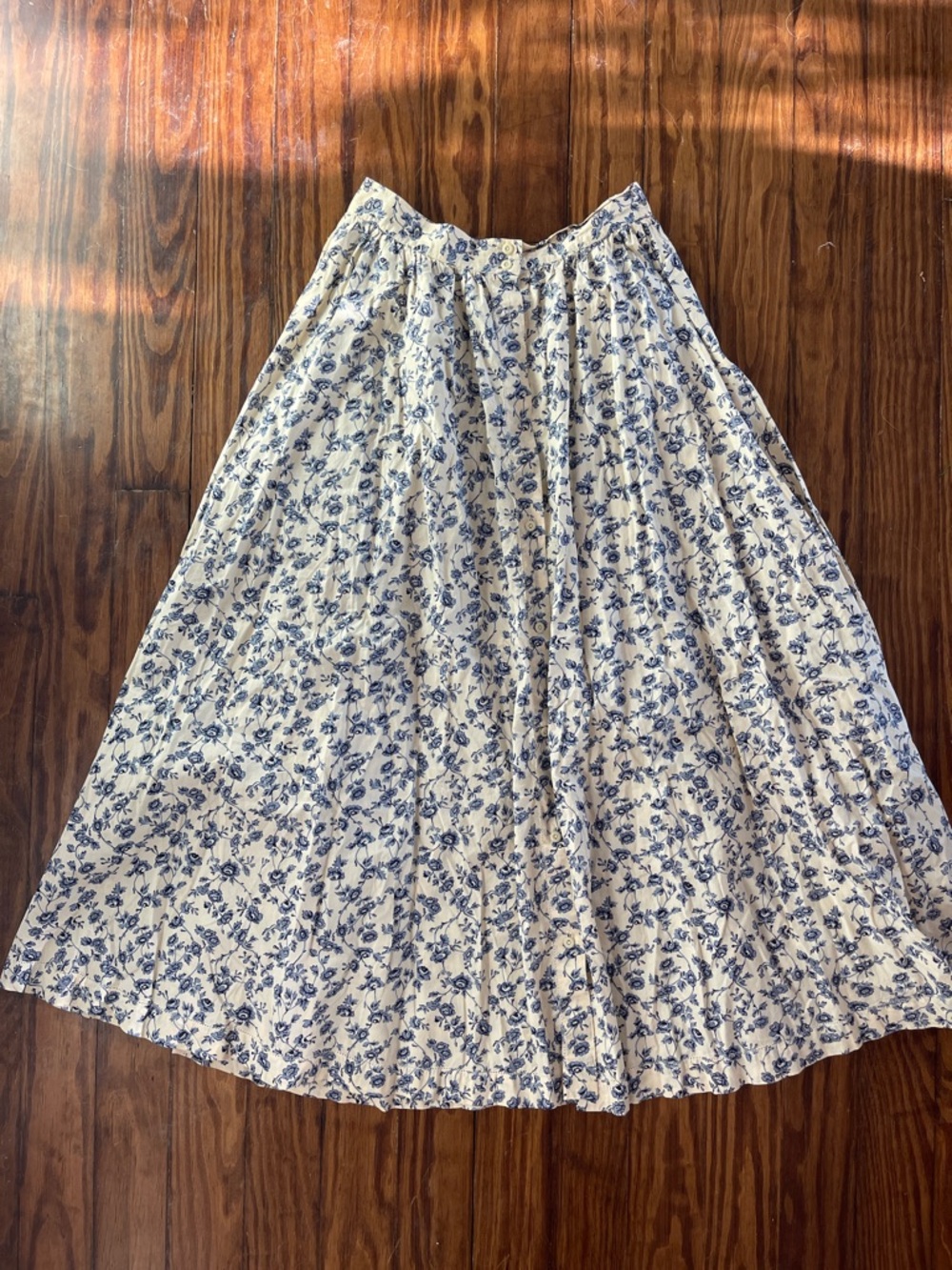 Vintage Ralph Lauren Blue Floral cottagecore maxi Skirt
